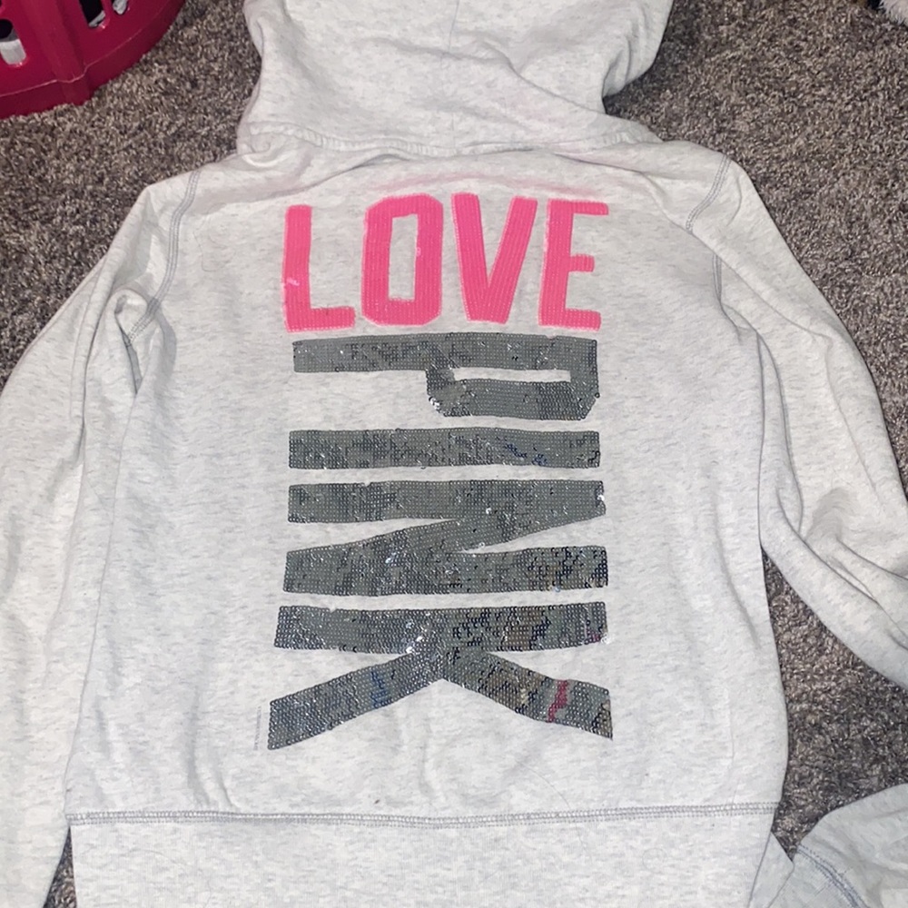 Pink Victoria Secret white zip up with sequin’s - Picture 3 of 3